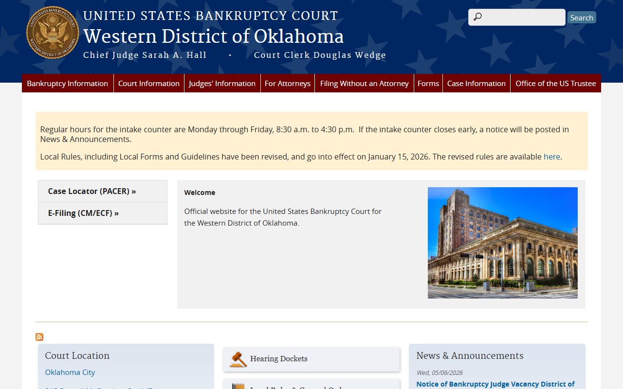Harmon County District Court compared with the U.S. Bankruptcy Court for the Western District of Oklahoma