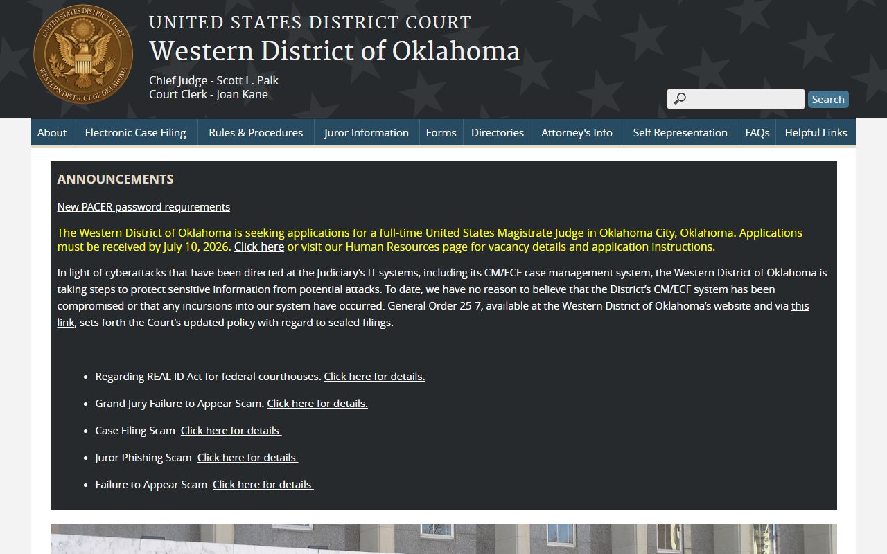 Harmon County District Court and the federal U.S. District Court for the Western District of Oklahoma